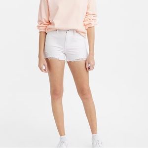Levi's Women's High Rise White Distressed Shorts